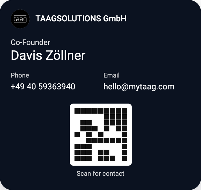 Business card as a Google Wallet pass with QR code