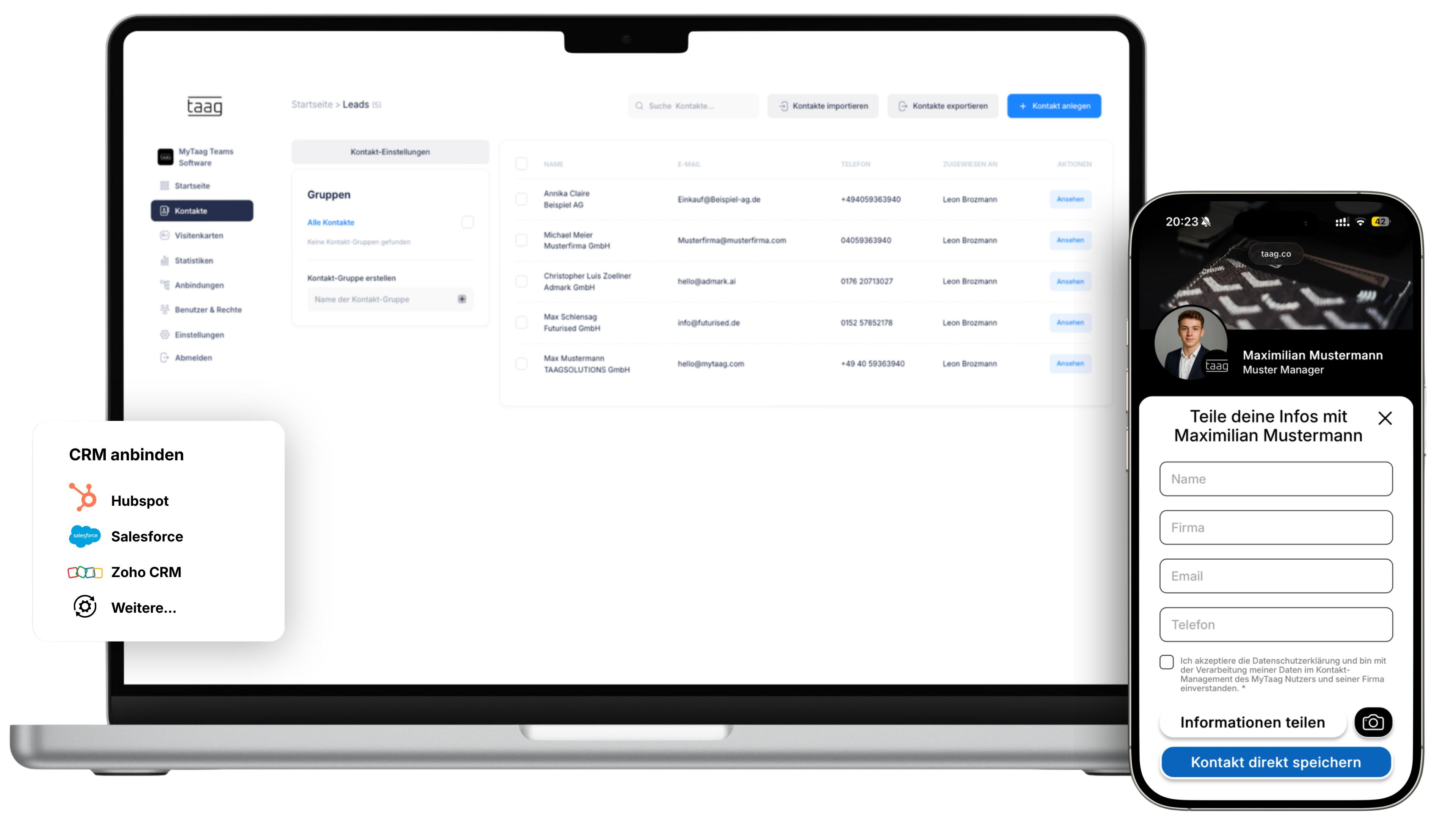 MyTaag Leaderfassung – Kontaktdaten digital erfassen ohne App